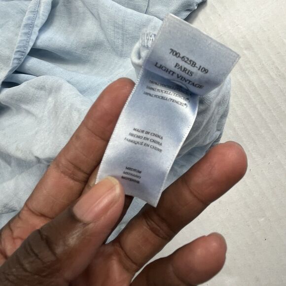 Rails Chambray Blue Puff Sleeve Blouse Smocked Neck Boho Soft Casual Top Medium - Picture 9 of 11